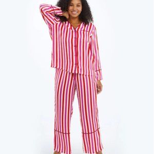 Summersalt Cloud 9 Silky PJ Set Lava & Hibiscus